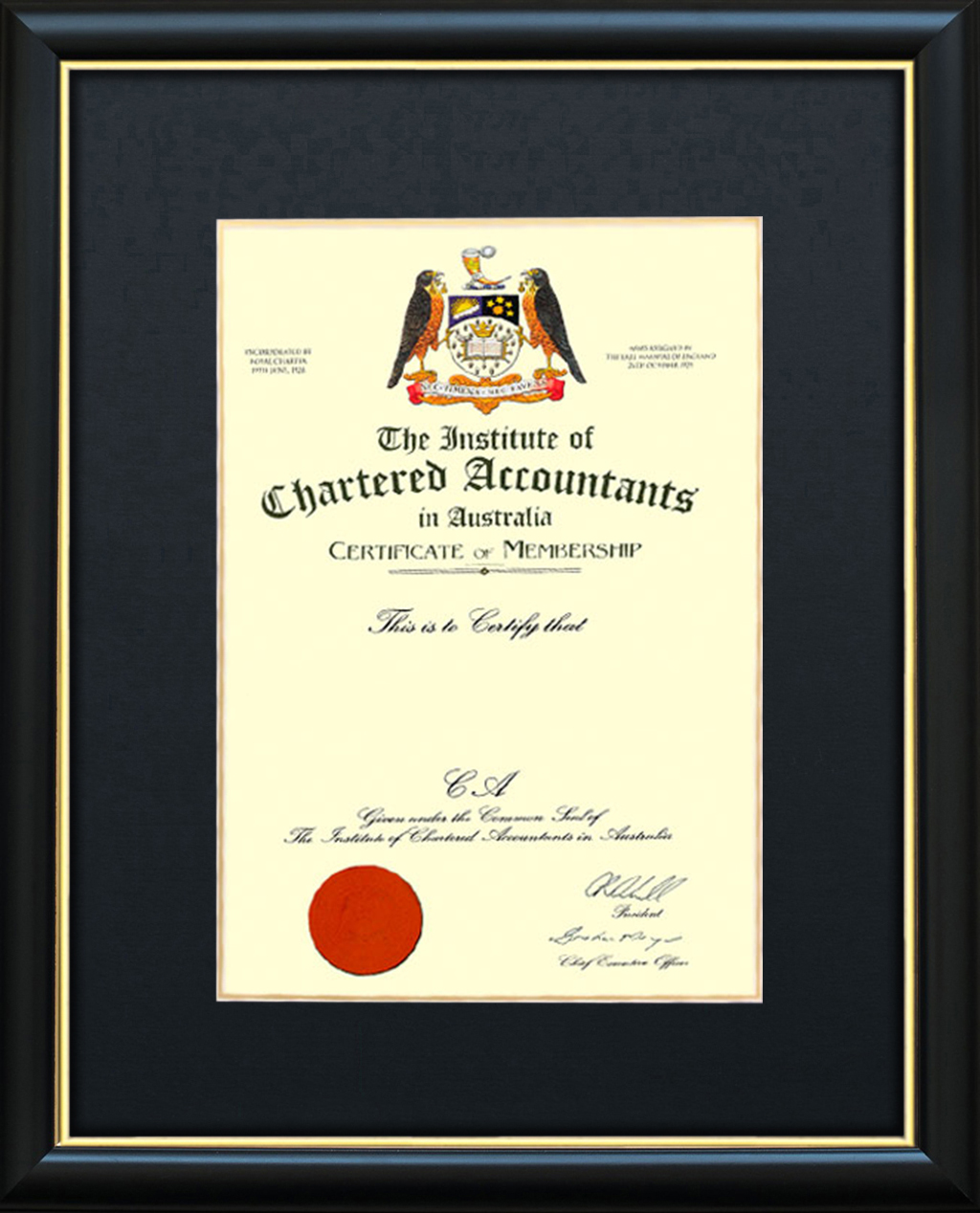 Certificate Frames for CA Australia. Chartered Accountants Australia ...