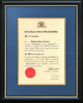 Certificate Frames handmade for a Supreme Court Admission Certificate